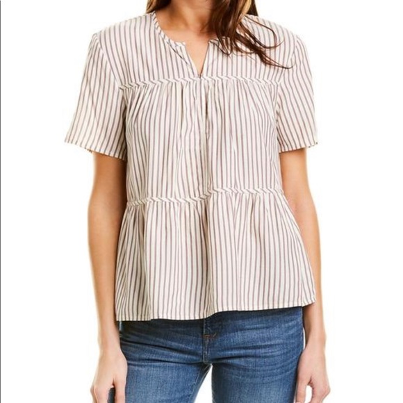NWOT Madewell Seamed Popover Top, Dunfield Stripe - Picture 4 of 11